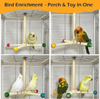 Large Bird Stand Perch Toy for Cage, Interactive Spinning Toys, Wooden Exercise - Image 6