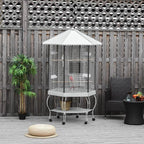 PawHut 44" Hexagon Covered Canopy Portable Aviary Flight Bird Cage - Image 6