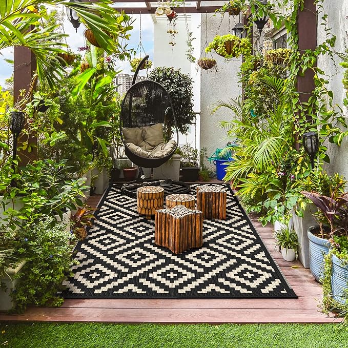 GENIMO 5x8 Outdoor Rug Waterproof, Reversible Mats, Area Rug, Plastic Outside - Image 3