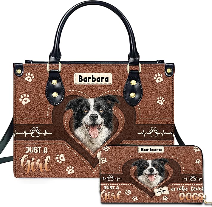 Personalized Pet Mom Leather Handbag – Custom Name Dog Cat Photo Purse by Encycom