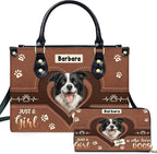 Personalized Pet Mom Leather Handbag – Custom Name Dog Cat Photo Purse by Encycom