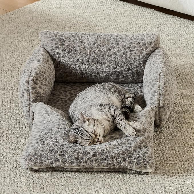 Hollypet Cat Bed Fluffy Plush Mutifuctional Double-Layer Soft Pet Couch - Image 6