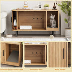 Cat Litter Box Enclosure with Cat Scratch Pad, Sliding Door, 37.4" Litter Box - Image 4