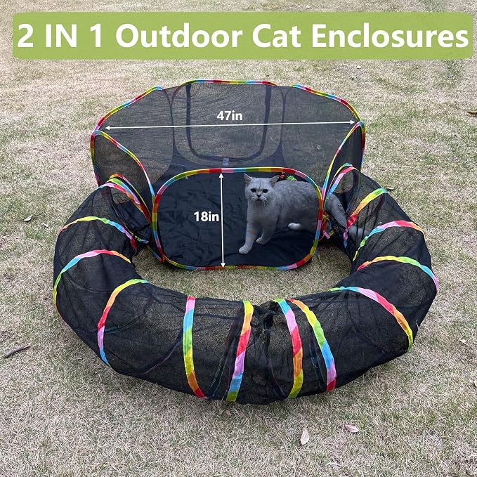 Outdoor Cat Enclosures, Cat Playground Portable Mesh Tent, Outside Circle - Image 5