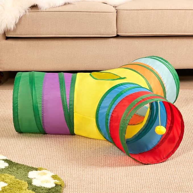 Tempcore Pet Cat Tunnel Collapsible Toy, 3-Way Kitty Tunnel - Image 2