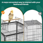 Yaheetech 35 inch Wrought Iron Bird Cage w/Play Open Top and Rolling Stand - Image 4