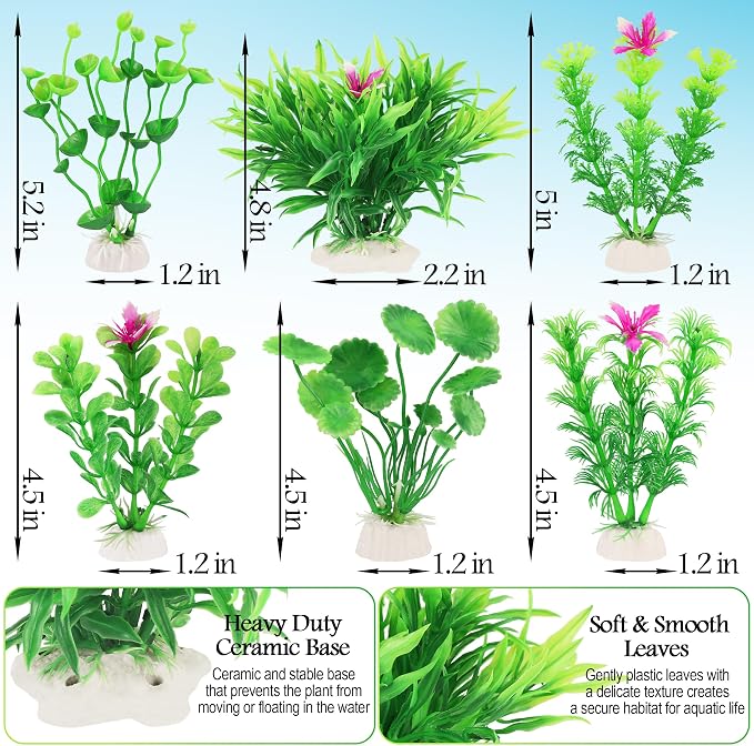 MyLifeUNIT Fish Tank Decorations, 7 Pieces Aquarium Plants Set - Image 6