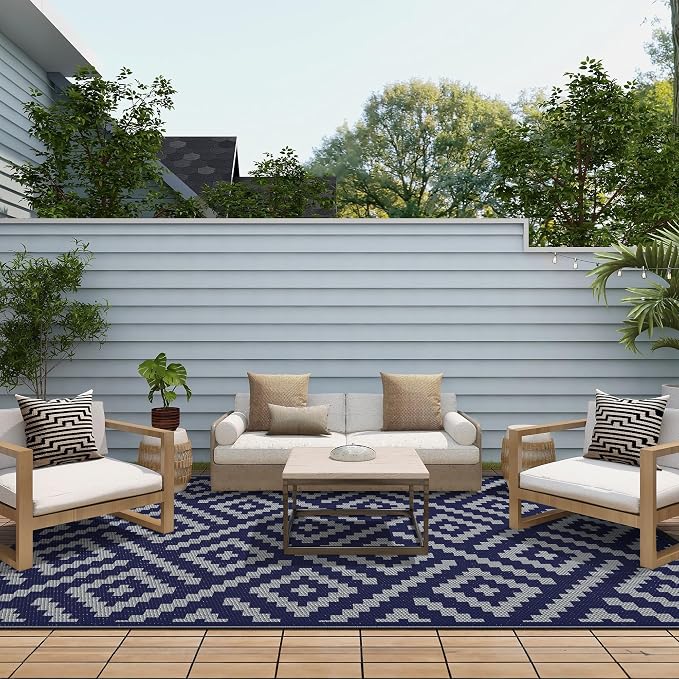 GENIMO Outdoor Rug for Patio Clearance, Reversible Plastic Straw Rugs for RV - Image 4