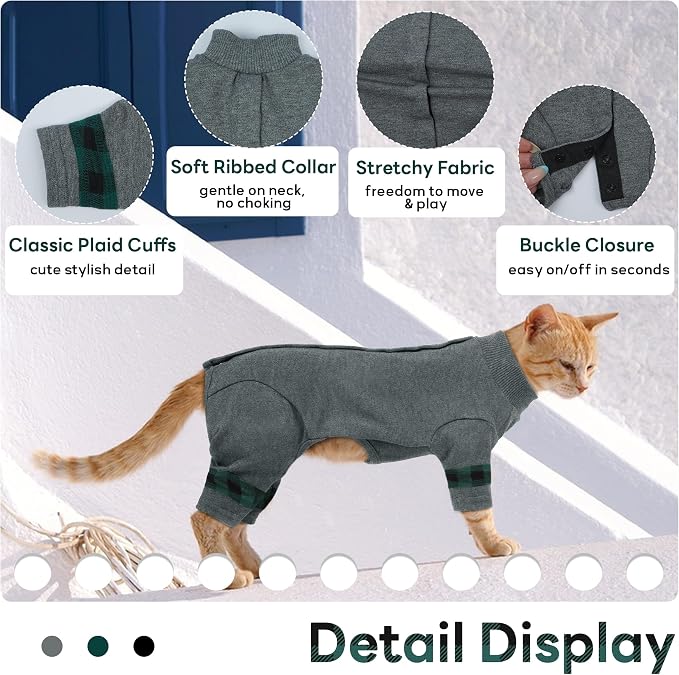 PUMYPOREITY Cat Shirt with Rear Snap Closure, Stretchable Cat Sweater, Comfort - Image 2