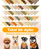 PET SHOW 50 Pack Fall Dog Bandanas Bulk Washable Thanksgiving Autumn Maple - Image 3