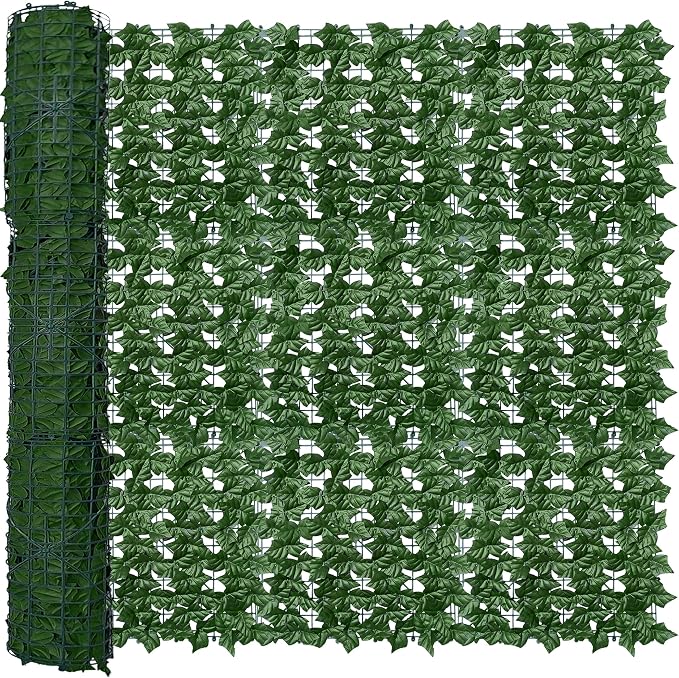 Artificial Fence Privacy Screen: 5FT x 50FT UV-Anti Faux Greenery Backdrop Ivy by ODTORYHOME