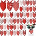 Abbylike 50 Pcs White and Red Dog Bandanas Bulk Polka Dots Stripes Snowflake by Abbylike
