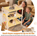 Large 3-Layer Cat Hammock Bed, Breathable Washable Covers, Wooden Pet Furniture - Image 5