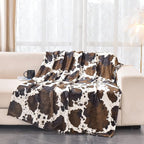 Bnuitland Brown Cow Print Flannel Throw Blanket - Image 9