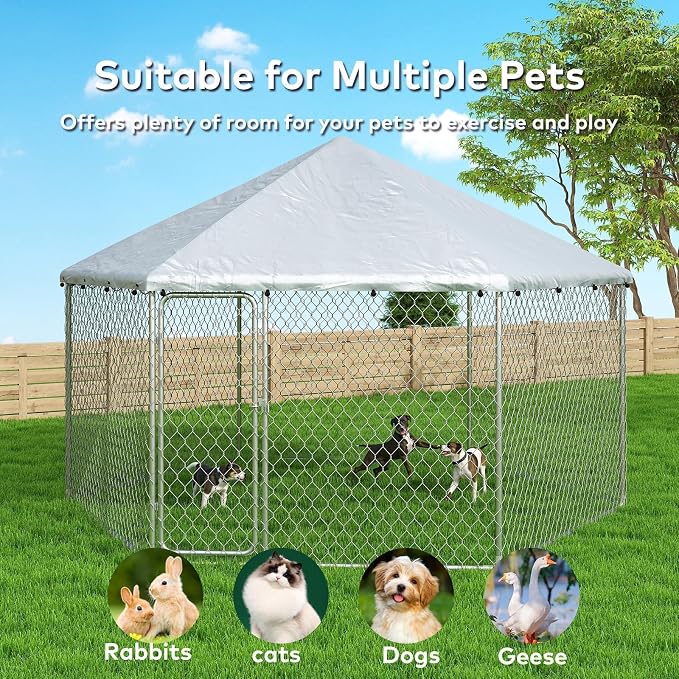 12x12 Outdoor Dog Kennel Outside Heavy Duty Dog Enclosure - Image 8
