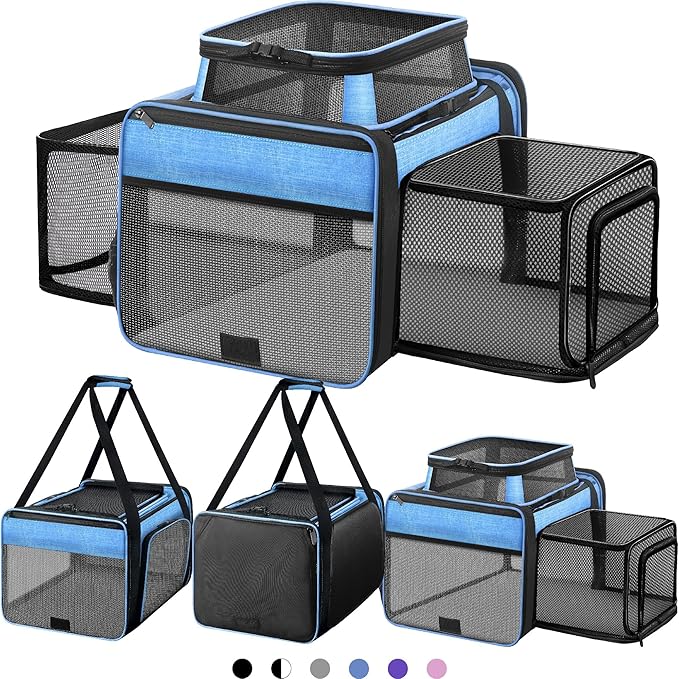 Top and 2 Sides Expandable Cat Carrier 18x11x11, TSA Airline Approved Dog by SHARLOVY