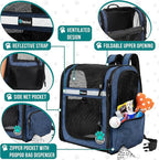 PetAmi Dog Backpack Carrier for Small Large Cat, Ventilated Pet Hiking Backpack - Image 3