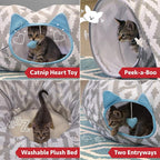 Kitty City Large Cat Tunnel Bed, 2-in-1 Zip-Together Cat Play Tunnel & Plush - Image 2