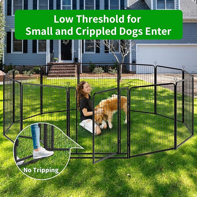 Dog Playpen Outdoor Extra Wide 12 Piece Panels Heavy Duty Anti-Rust - Image 2