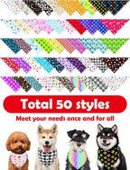 PET SHOW 50 Pack Paw Pattern Big Dog Bandanas Bulk XL Washable Triangle Bibs - Image 3