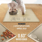 AVERYDAY 100% Waterproof Thicker Silicone Dog Food Mat, 0.63'' Raised Edge Bowl - Image 3