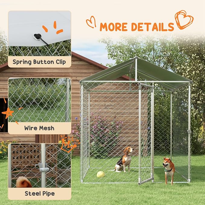 PawHut Outdoor Dog Kennel, Heavy Duty Dog Run Outdoor Fence - Image 6