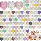 Reginary 120 Packs Spring Dog Bandanas Bulk Flower Dog Scarf Adjustable Holiday by Reginary