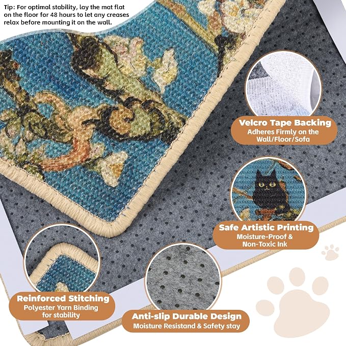 Sisal Cat Scratcher Mat, Cat Wall Scratcher - Image 3