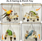 Large Bird Swing for Cage with Chew Toys, 3 Sisal-Wrapped Bird Perches & Stable - Image 2