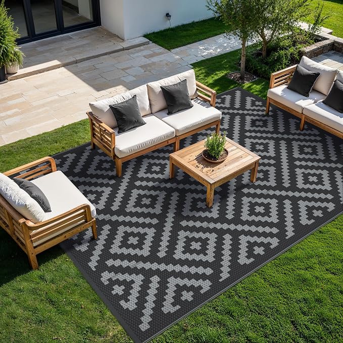 GENIMO Outdoor Rugs 8x10 Waterproof, Reversible Mats, Area Plastic Straw Rug - Image 4