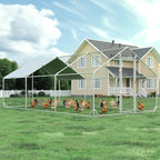 Large Metal Chicken Coop with Run Walk-in Poultry Cage Chicken Runs House Pen by 4ever2buy