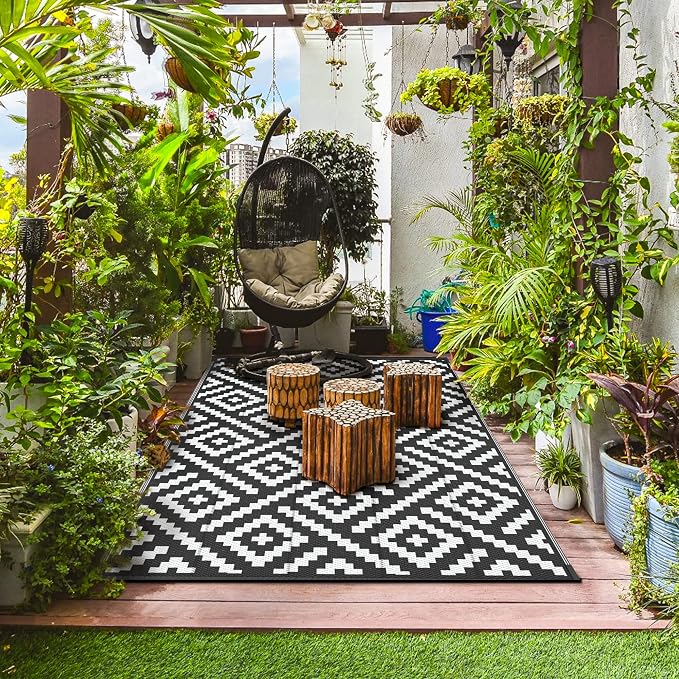 GENIMO Outdoor Rugs 8x10 Waterproof, Reversible Mats, Area Plastic Straw Rug - Image 3