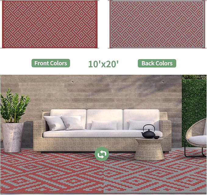 GENIMO Outdoor Rug for Patio Clearance, Lightweight Waterproof RV Camping Mat - Image 2