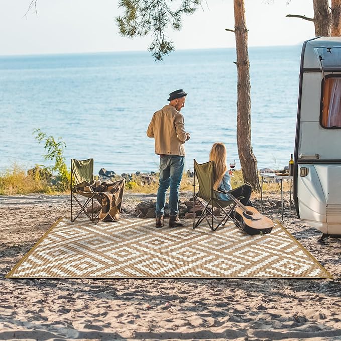 GENIMO Outdoor Rug for Patio Clearance, Reversible Plastic Straw Rugs for RV - Image 2