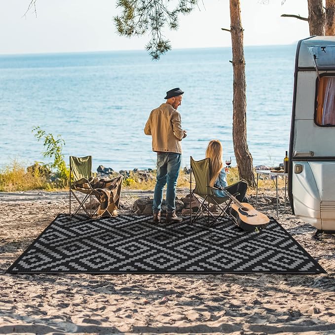 GENIMO Outdoor Rug 4x6 Waterproof, Reversible Mats, Outdoor Area Rug, Plastic - Image 2