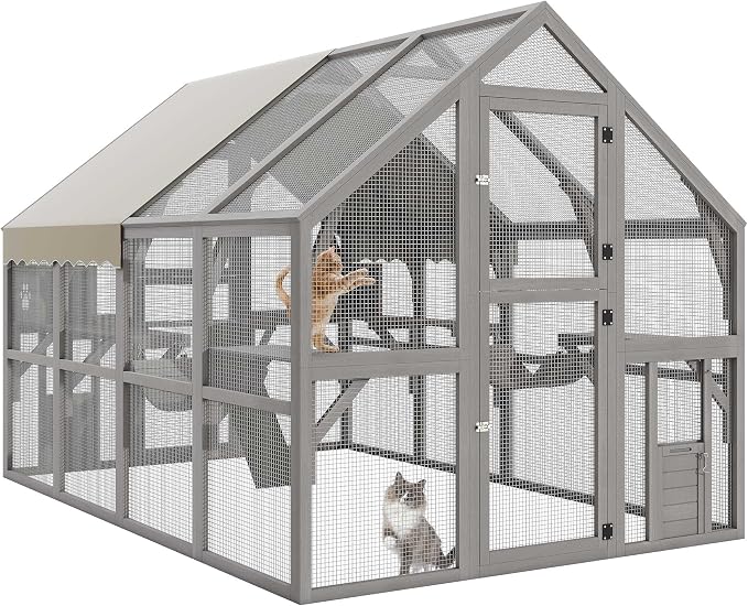 DWVO Extra Large Catio Outdoor Cat Enclosure, 110 inch Outside Cattery by DWVO