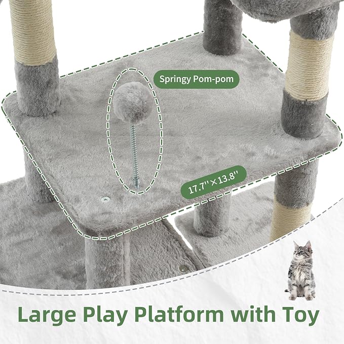Cat Tree for Indoor Cats, 55.1 inch Cat Tower - Image 4