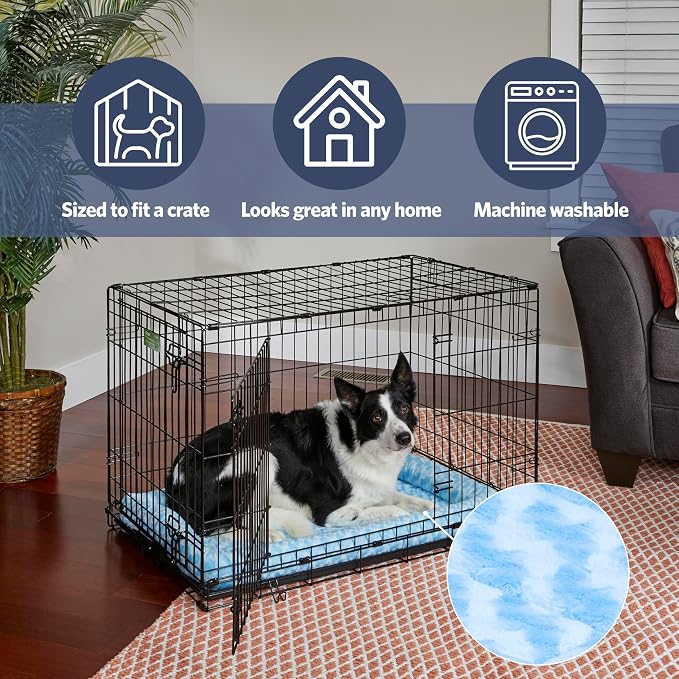 MidWest Homes for Pets QuietTime Fashion XS Dog Bed – Blue Faux Fur Bolster - Image 3