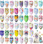 Chunful 50 Pcs Spring Dog Bandanas Bulk Flora Dog Bandanas Pet Triangle Scarf by Chunful