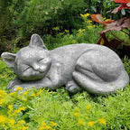 Garden Sleeping Cat Memorial Stone Cat Grave Marker Remembrance Kitten Statues - Image 2