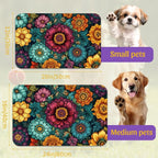 Vintage Floral Pet Feeding Mat, Fast-Dry Absorbent Dog and Cat Bowl Mat - Image 2