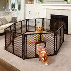 MyPet 8-Panel Petyard Passage: 6.5 ft. Wide 26 in. Tall Brown Freestanding - Image 2