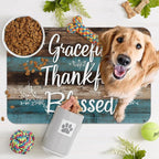 Thankful Grateful Blessed Dog Cat Food Mat, Vintage Wooden Absorbent Pet - Image 7