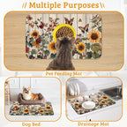 Pet Feeding Mat, Vintage Flower Absorbent Dog Cat Food Mat Rustic Wooden Dog Mat - Image 7