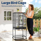 VIVOHOME 54 Inch Wrought Iron Large Bird Flight Cage - Image 2