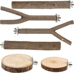 6 PCS Bird Perch Set, Natural Birch Wood Straight & Forked Perches by TreewollAlwaysontheWay