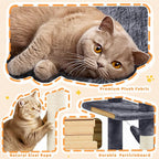 Yaheetech Cat Tree, 82.5in Large Tower w/Hammock, 2 Kitty-Ear Perches, 2 Cozy - Image 8