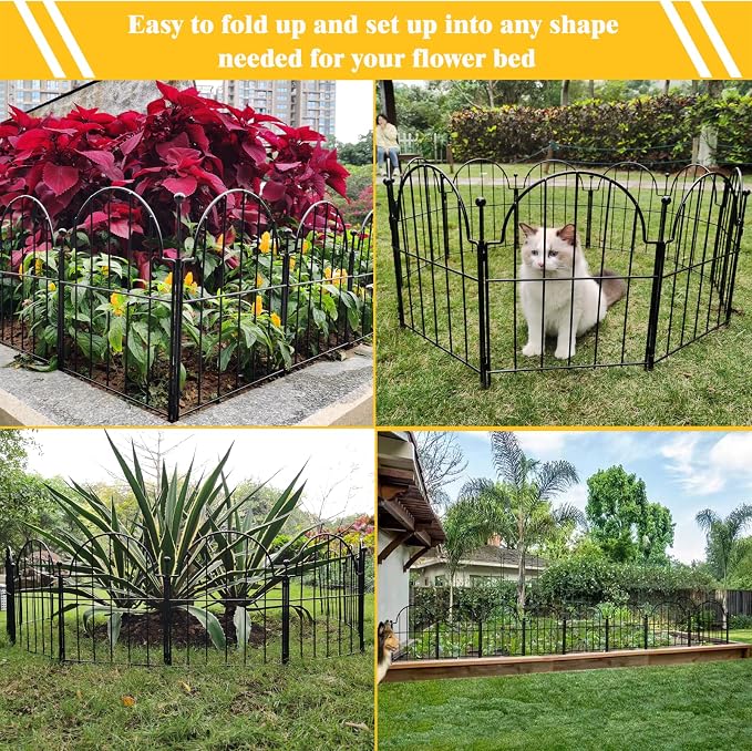 Garden Fence, 17in x 27.5 ft Arched Rustproof Metal No Dig Fence Garden Fence - Image 3