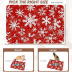Christmas Dog Food Mat for Floors, Snowflake Absorbent Pet Food and Water Bowl - Image 2