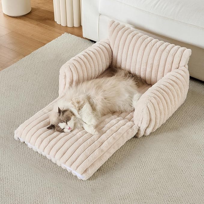 Hollypet Cat Bed Fluffy Plush Mutifuctional Double-Layer Soft Pet Couch - Image 6